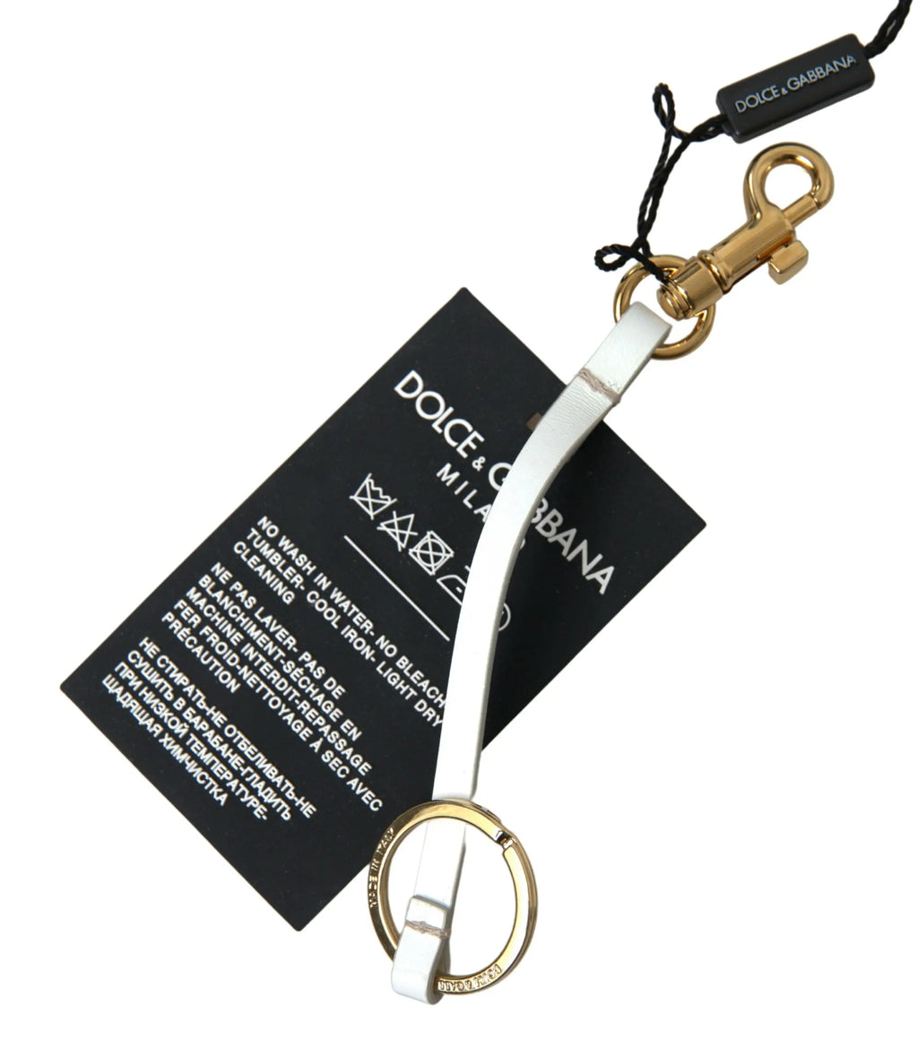 Black Silicone DG Logo Gold Brass Keychain Dolce & Gabbana