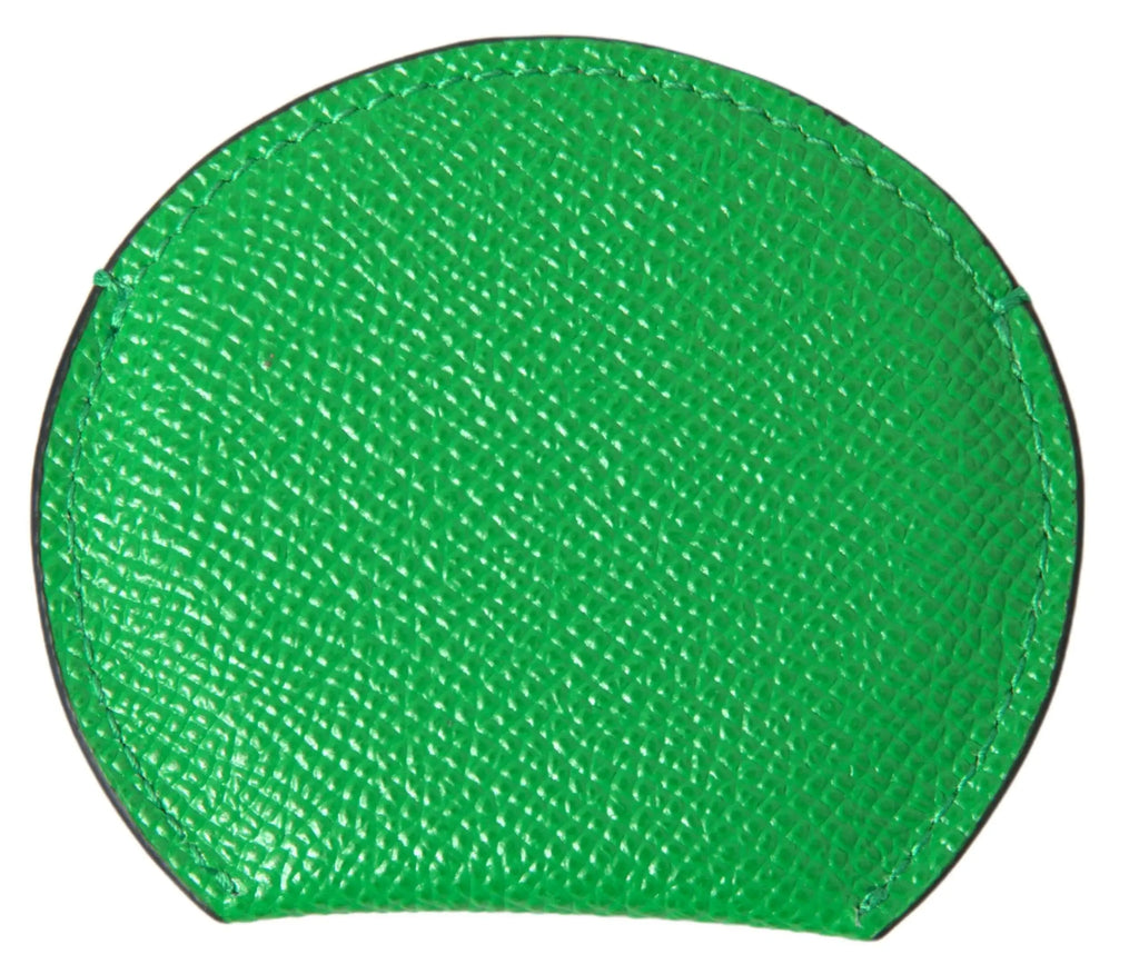 Green Calfskin Leather Round Logo Hand Mirror Holder Dolce & Gabbana