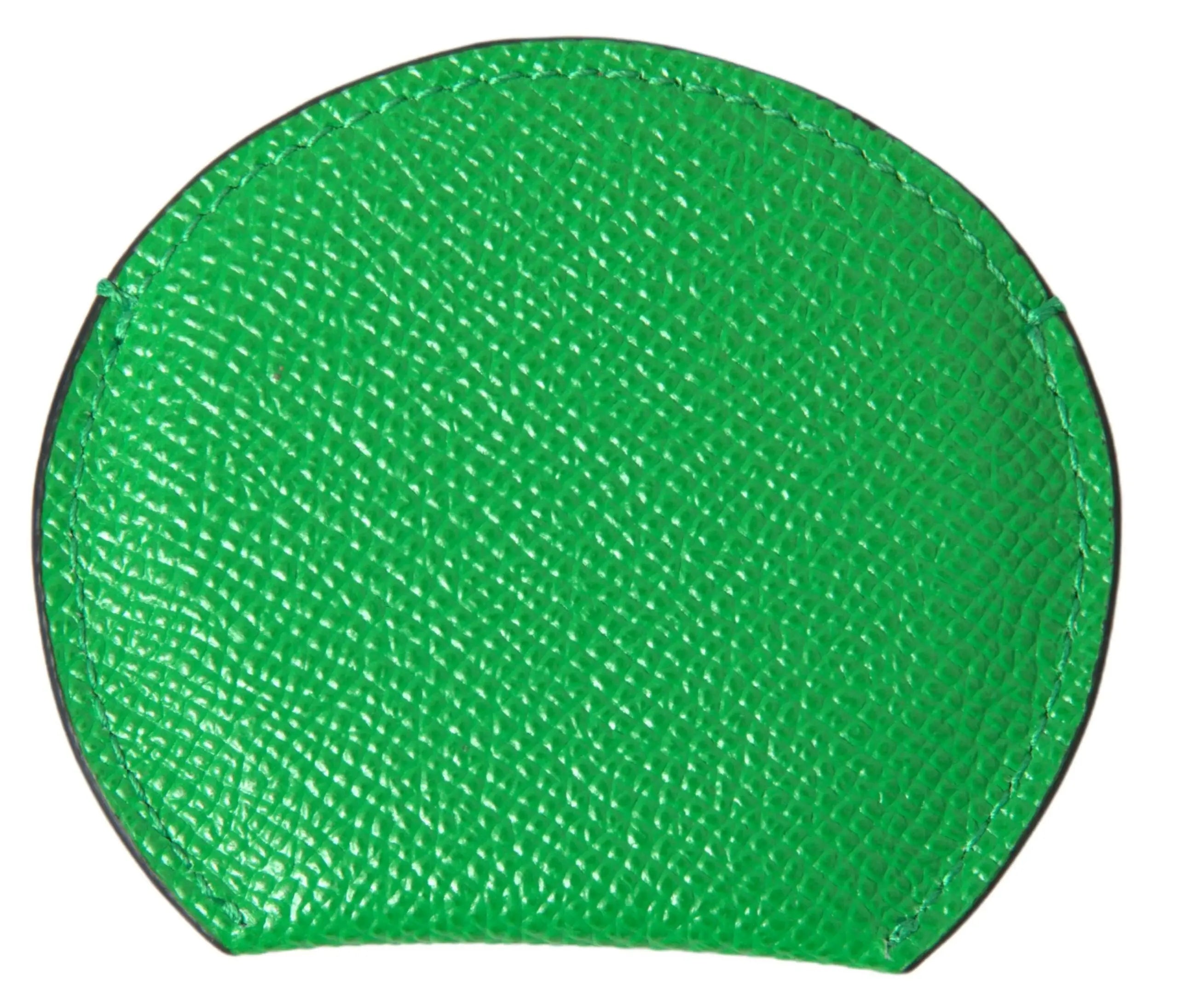 Green Calfskin Leather Round Logo Hand Mirror Holder Dolce & Gabbana