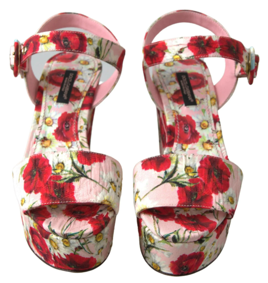 Multicolor floral print Wedges Floral Ankle Strap Sandals Dolce & Gabbana