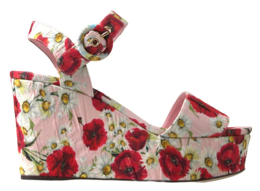 Multicolor floral print Wedges Floral Ankle Strap Sandals Dolce & Gabbana
