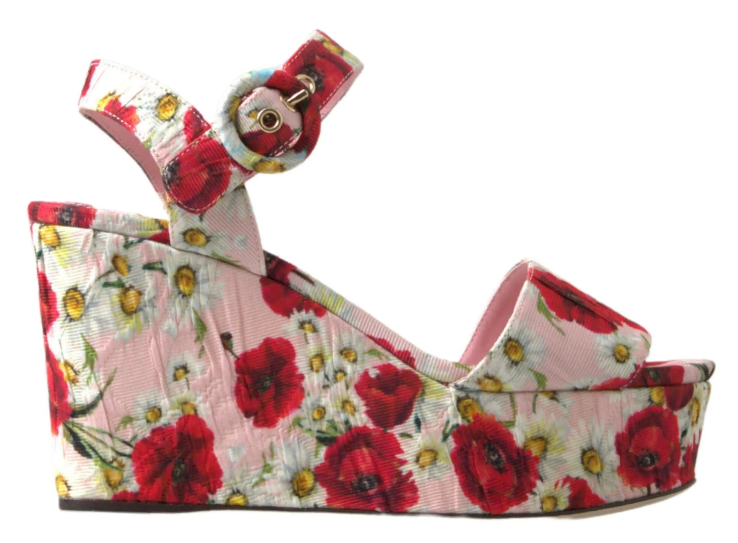 Multicolor floral print Wedges Floral Ankle Strap Sandals Dolce & Gabbana