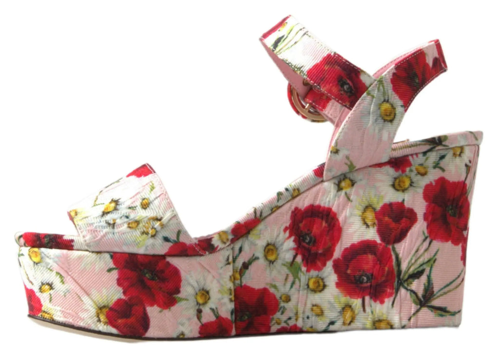 Multicolor floral print Wedges Floral Ankle Strap Sandals Dolce & Gabbana