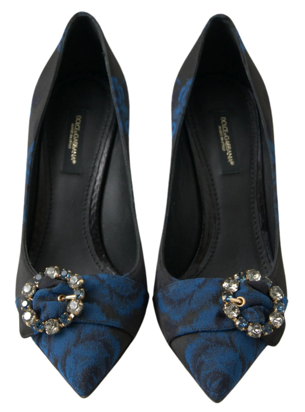 Blue Floral Ayers Crystal Pumps Shoes Dolce & Gabbana