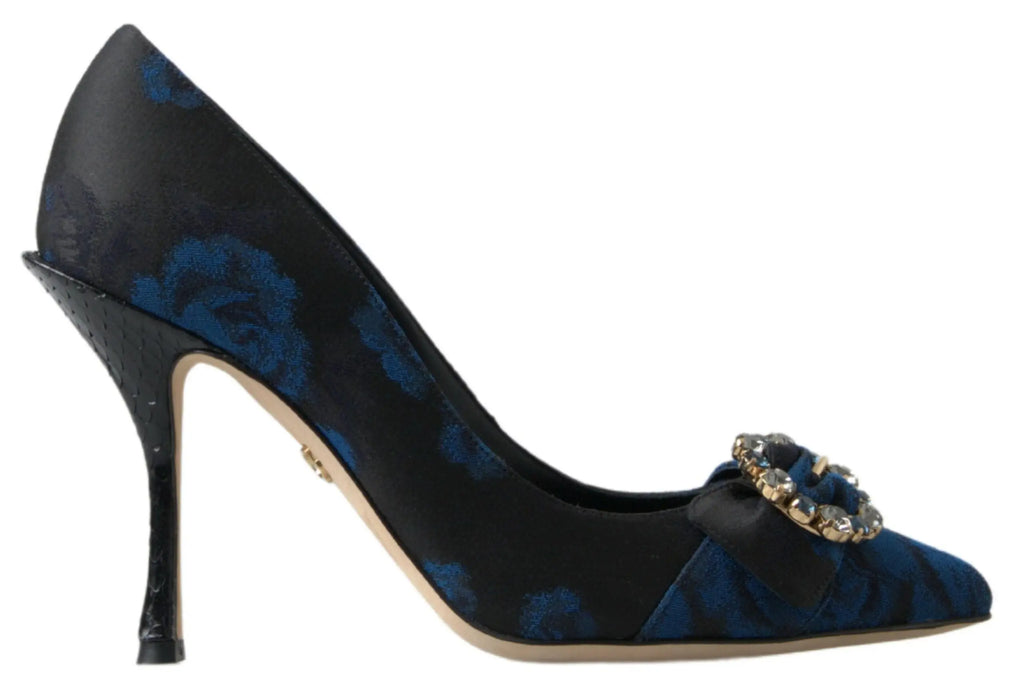 Blue Floral Ayers Crystal Pumps Shoes Dolce & Gabbana