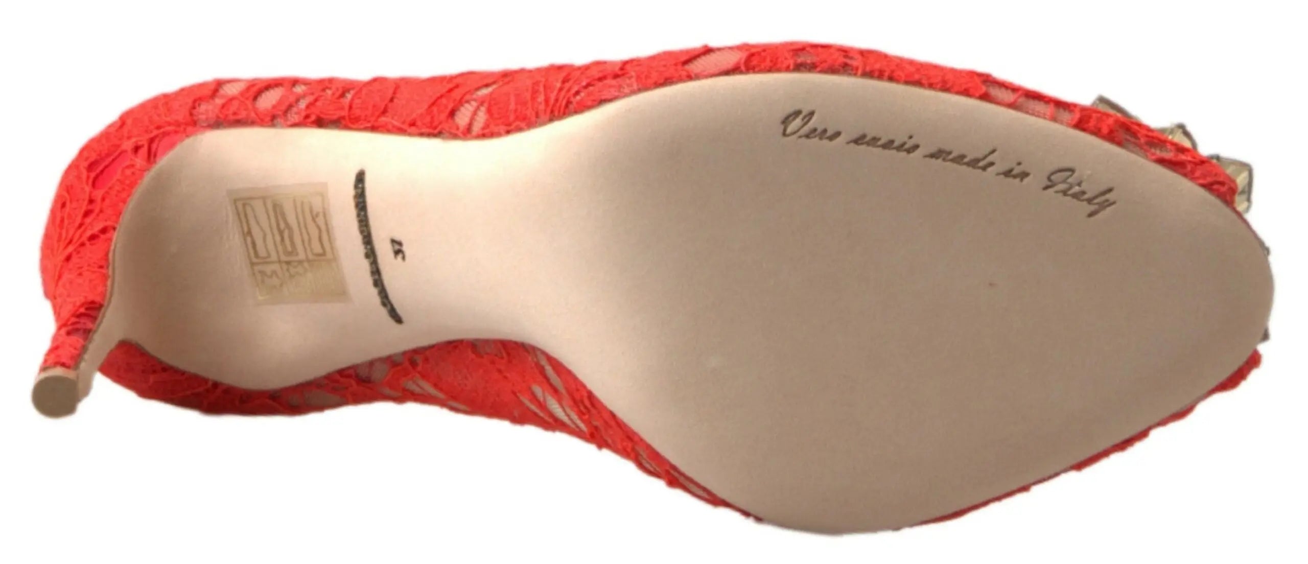 Red Taormina Lace Crystal Heels Pumps Shoes Dolce & Gabbana