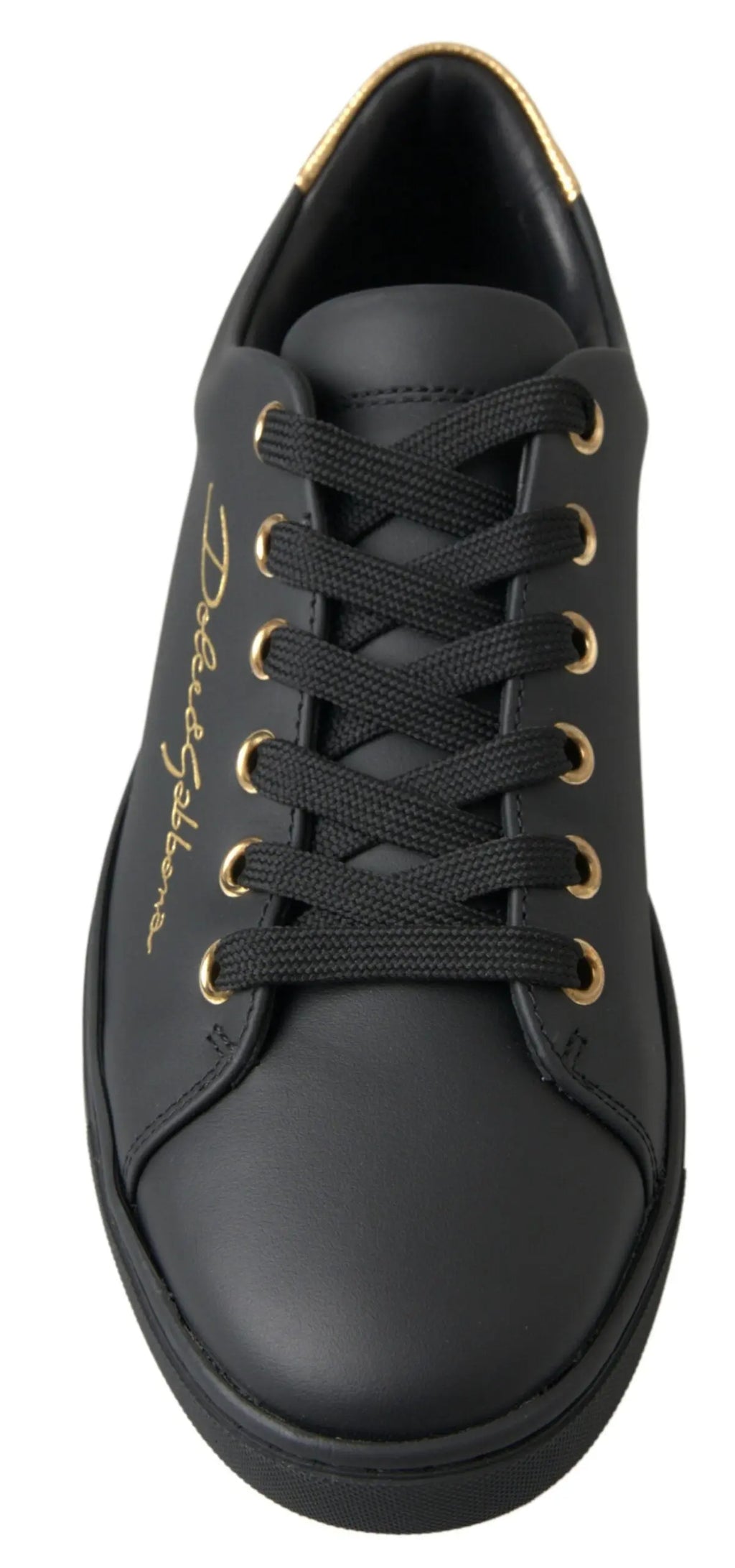 Black Gold Leather Classic Sneakers Shoes Dolce & Gabbana
