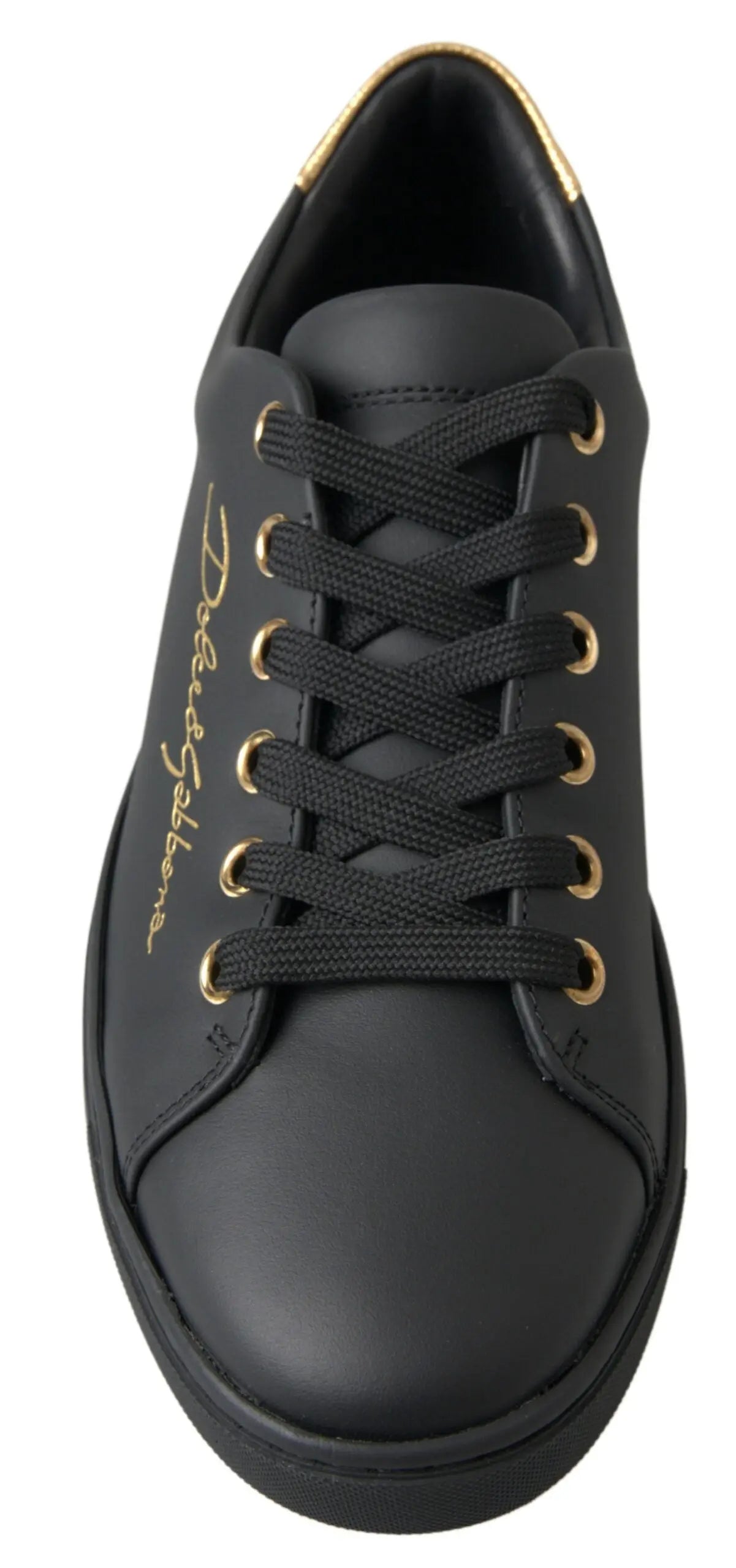 Black Gold Leather Classic Sneakers Shoes Dolce & Gabbana