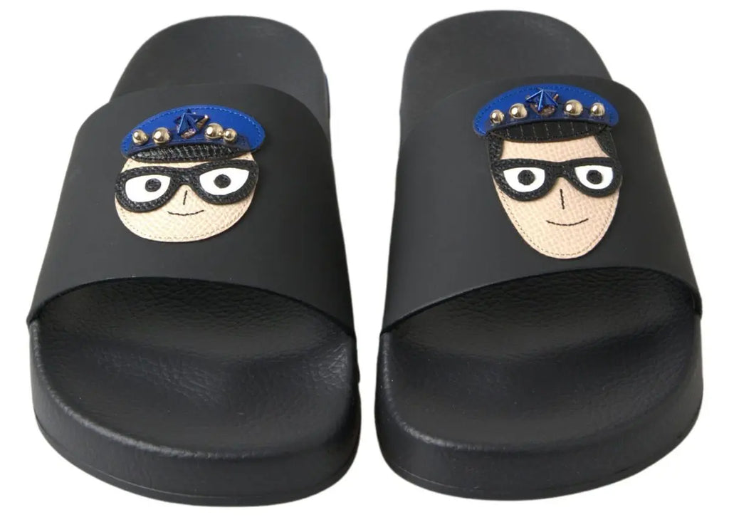 Black Slides Sandals Beach Saint Barth Shoes Dolce & Gabbana
