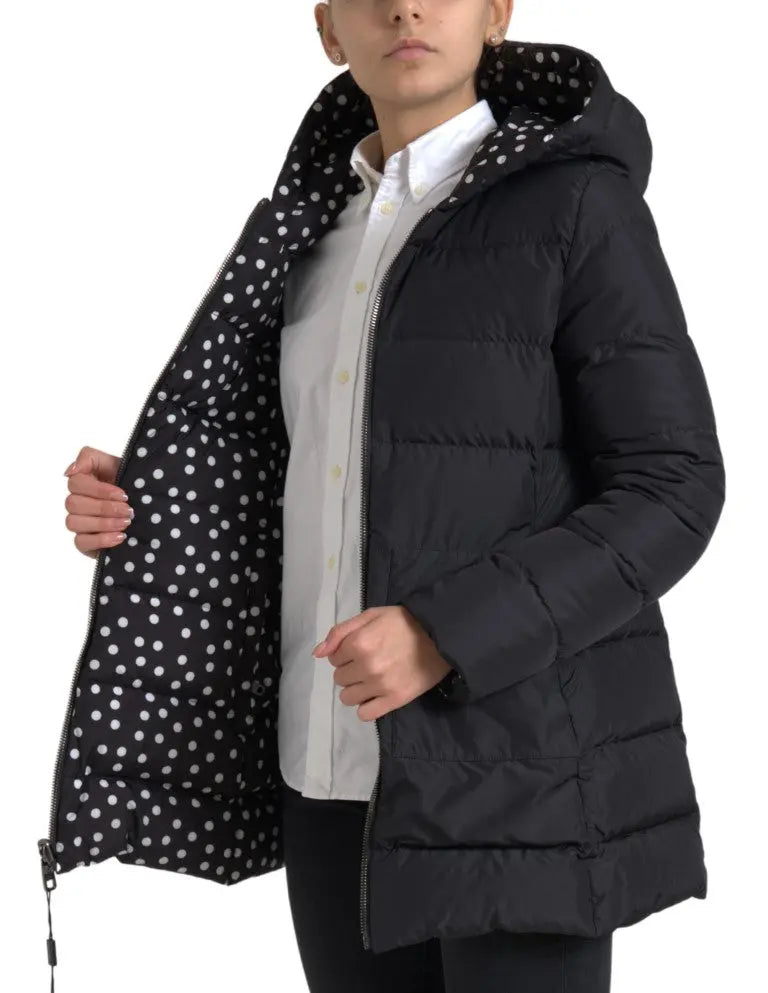 Black Polyester Hooded Reversible Jacket Dolce & Gabbana