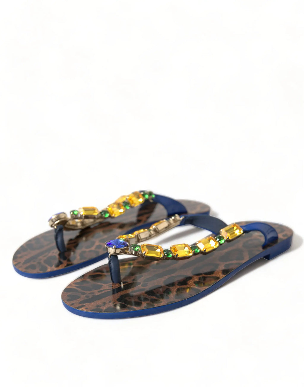 Blue Crystals Flats Sandals Beachwear Shoes Dolce & Gabbana