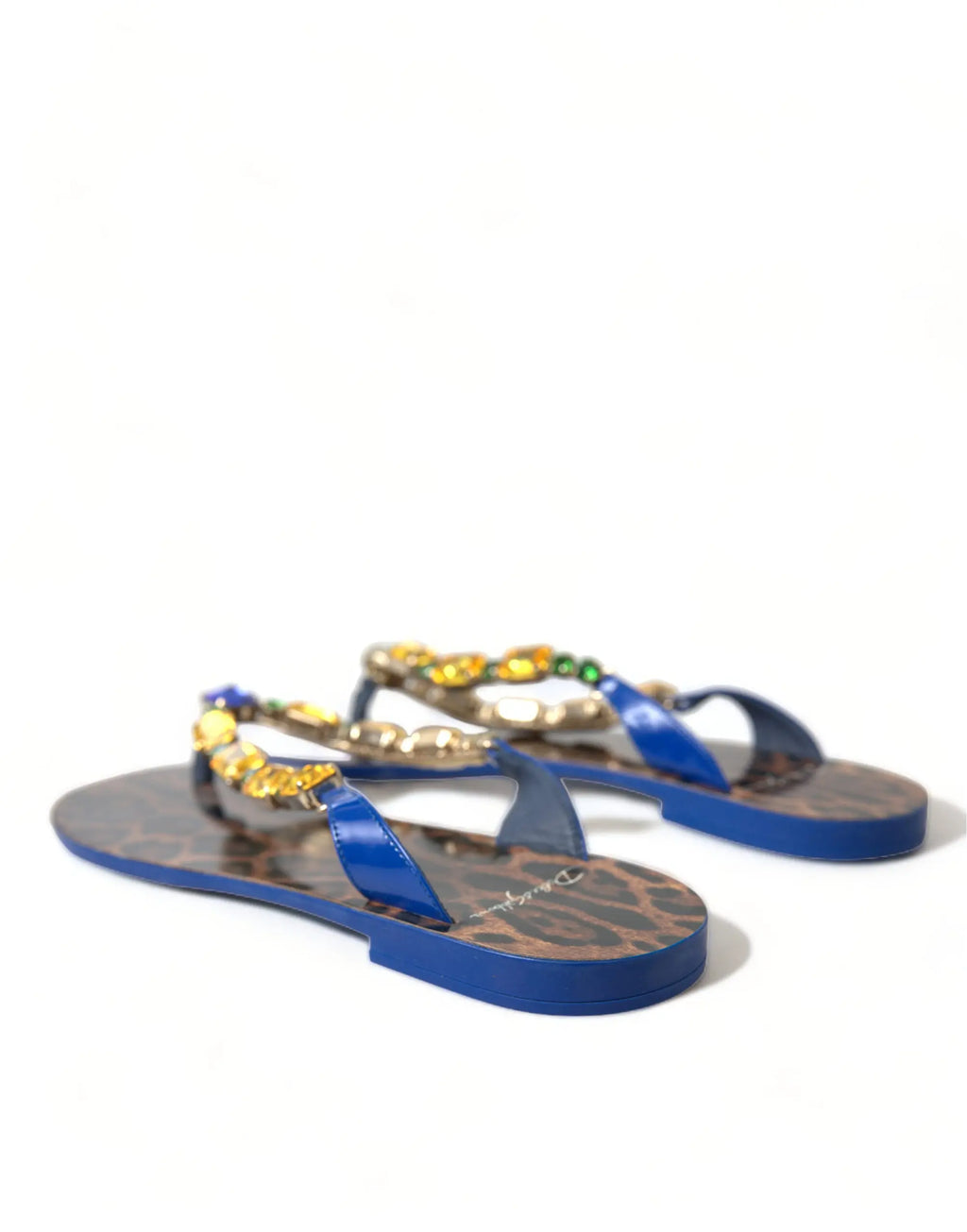 Blue Crystals Flats Sandals Beachwear Shoes Dolce & Gabbana