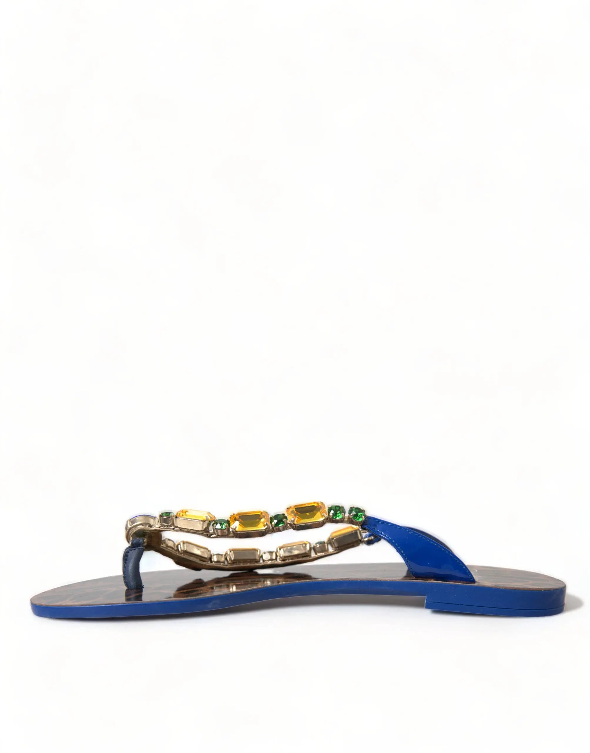 Blue Crystals Flats Sandals Beachwear Shoes Dolce & Gabbana