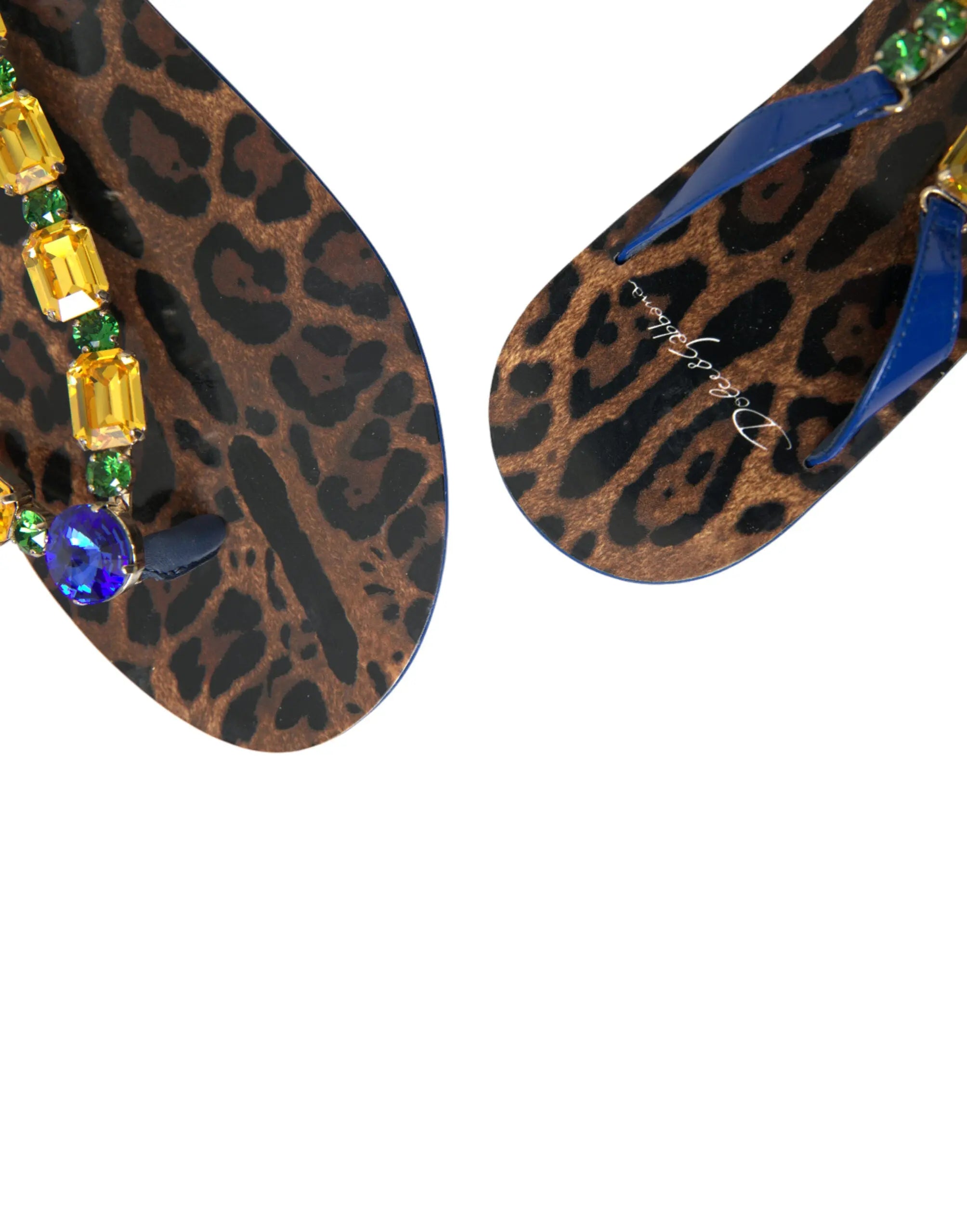 Blue Crystals Flats Sandals Beachwear Shoes Dolce & Gabbana