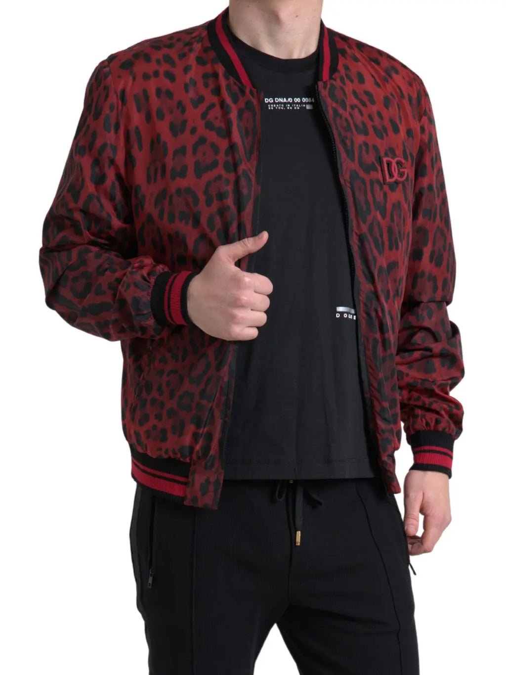 Red Leopard Bomber Short Coat Jacket Dolce & Gabbana