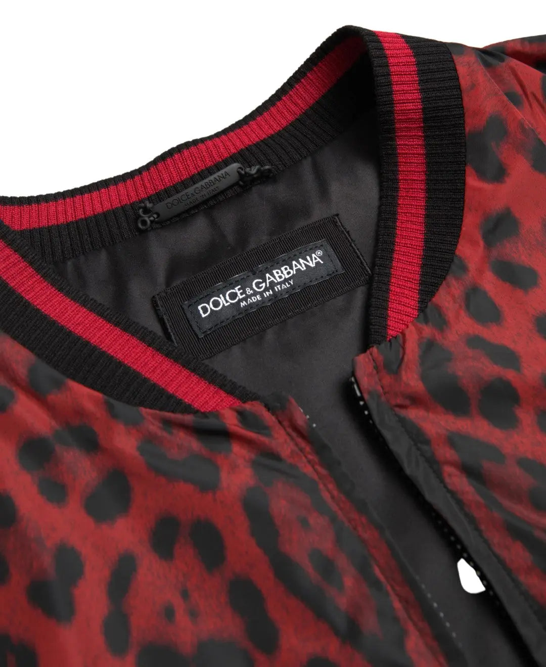 Red Leopard Bomber Short Coat Jacket Dolce & Gabbana