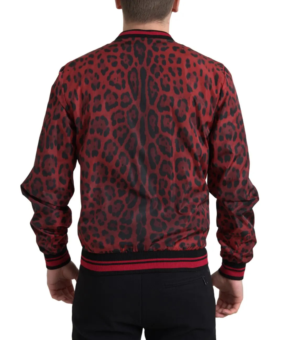 Red Leopard Bomber Short Coat Jacket Dolce & Gabbana