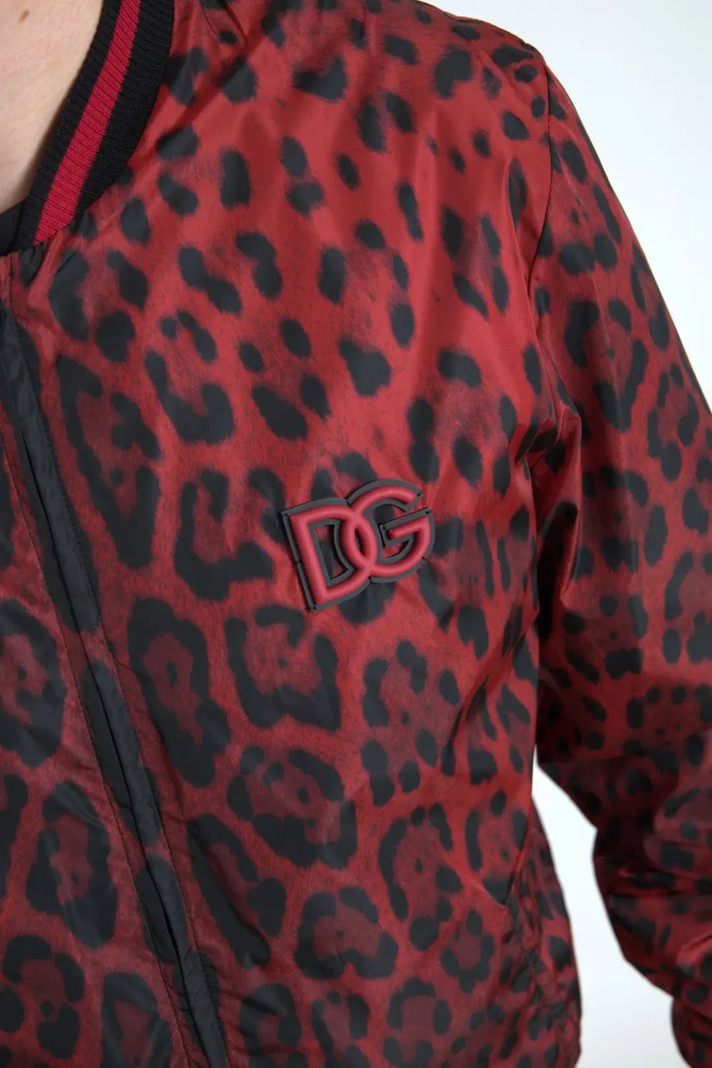 Red Leopard Bomber Short Coat Jacket Dolce & Gabbana