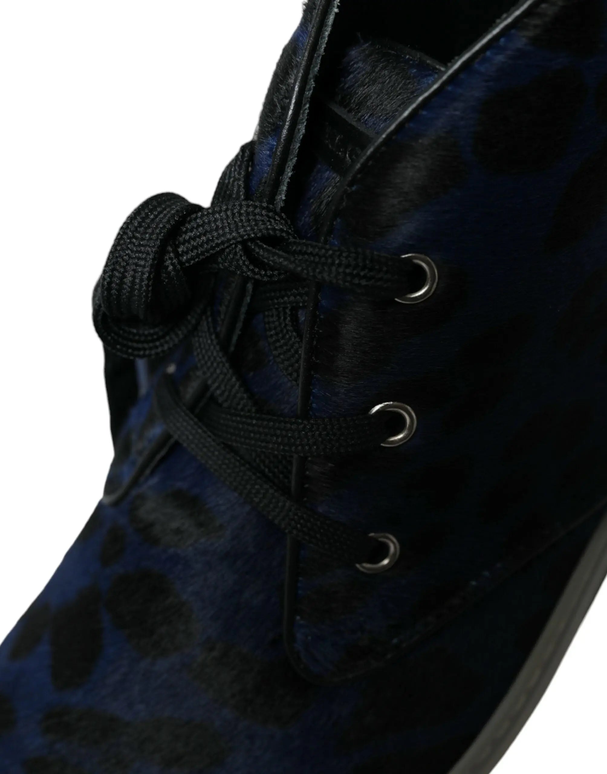 Blue Calfskin Leopard Mid Top Sneakers Shoes Dolce & Gabbana