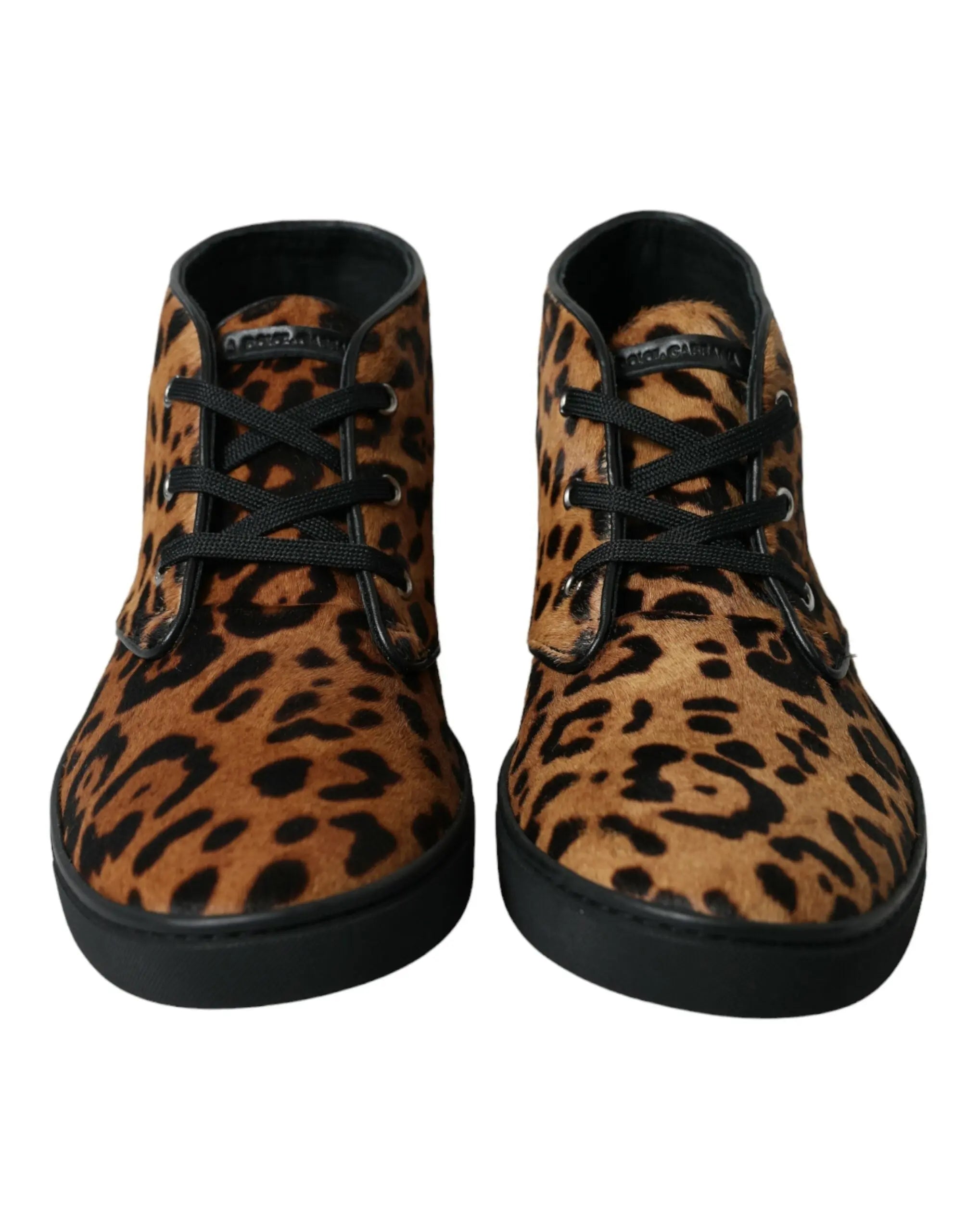 Brown Leopard Pony Hair Leather Sneakers Shoes Dolce & Gabbana