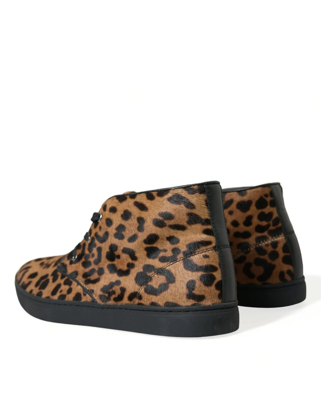 Brown Leopard Pony Hair Leather Sneakers Shoes Dolce & Gabbana