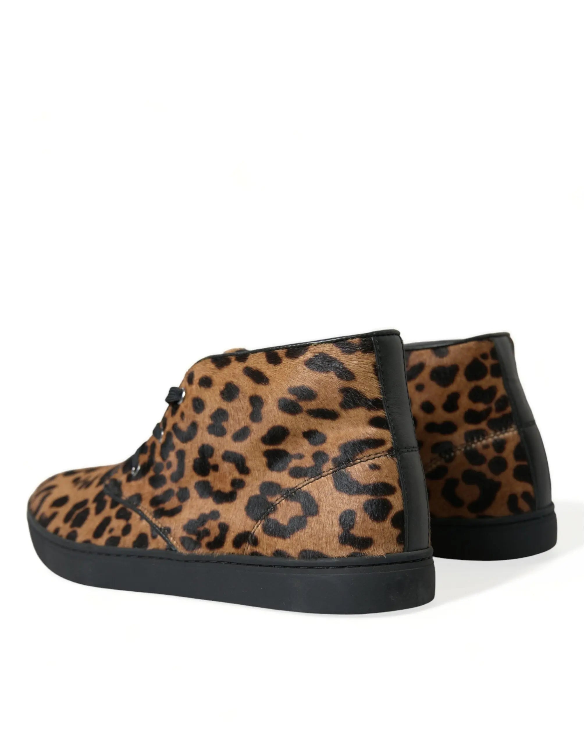 Brown Leopard Pony Hair Leather Sneakers Shoes Dolce & Gabbana
