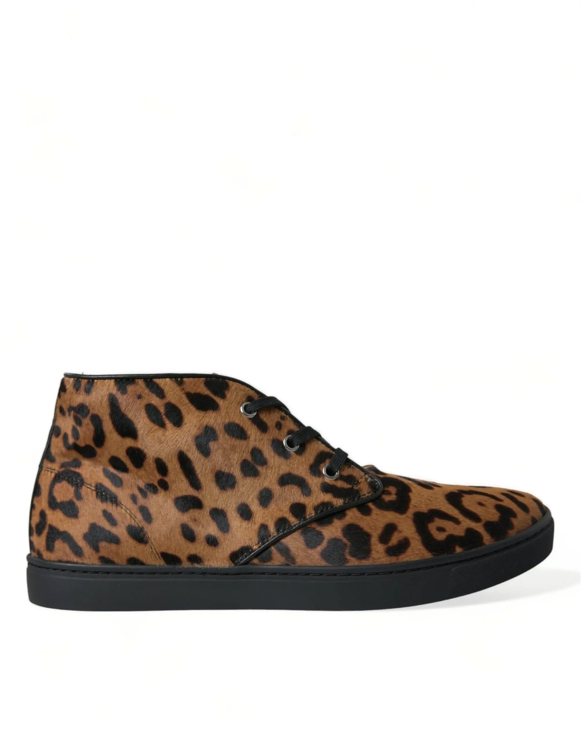 Brown Leopard Pony Hair Leather Sneakers Shoes Dolce & Gabbana