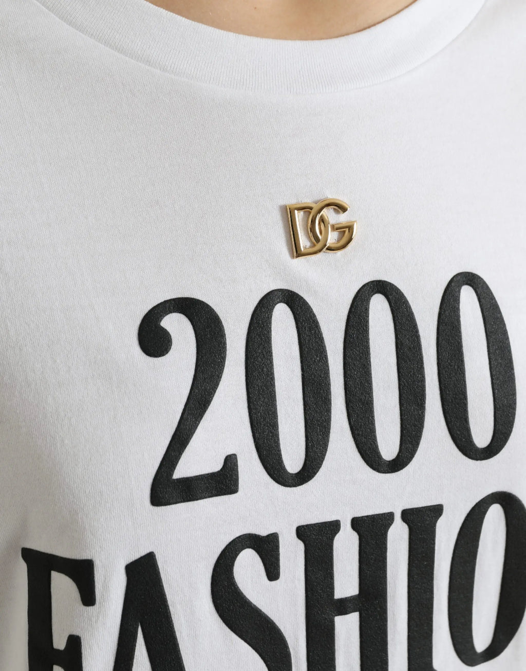 White Slogan Print Lacing Detailed T-shirt Dolce & Gabbana