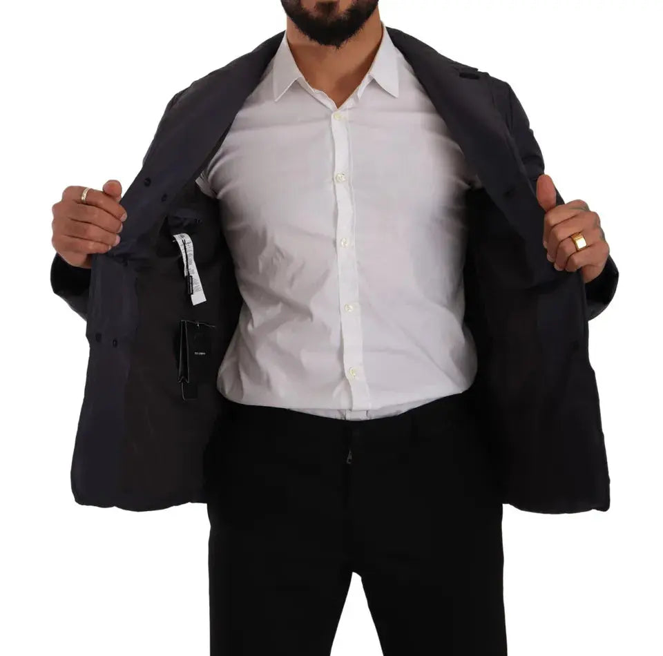 Blue Silk Goat Coat Blouson Winter Jacket Dolce & Gabbana