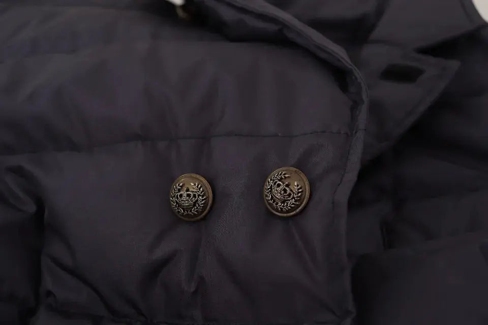 Blue Silk Goat Coat Blouson Winter Jacket Dolce & Gabbana