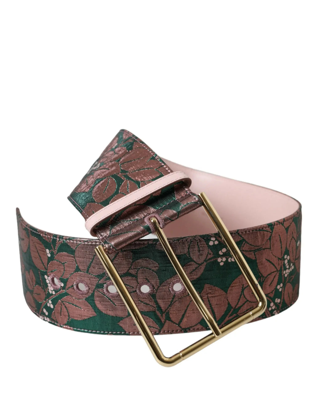 Multicolor Floral Jacquard Lurex Gold Buckle Belt Dolce & Gabbana