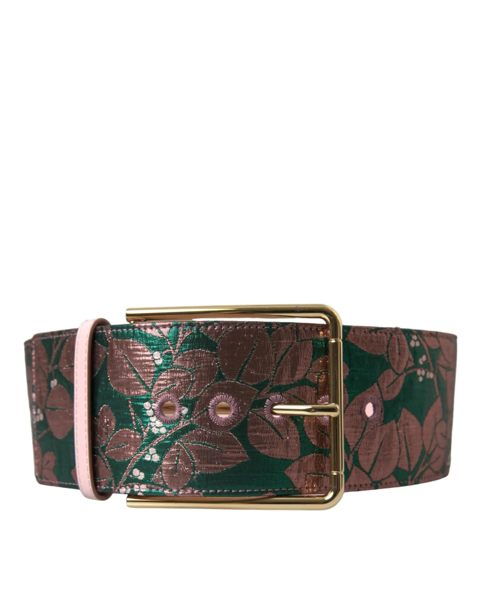 Multicolor Floral Jacquard Lurex Gold Buckle Belt Dolce & Gabbana
