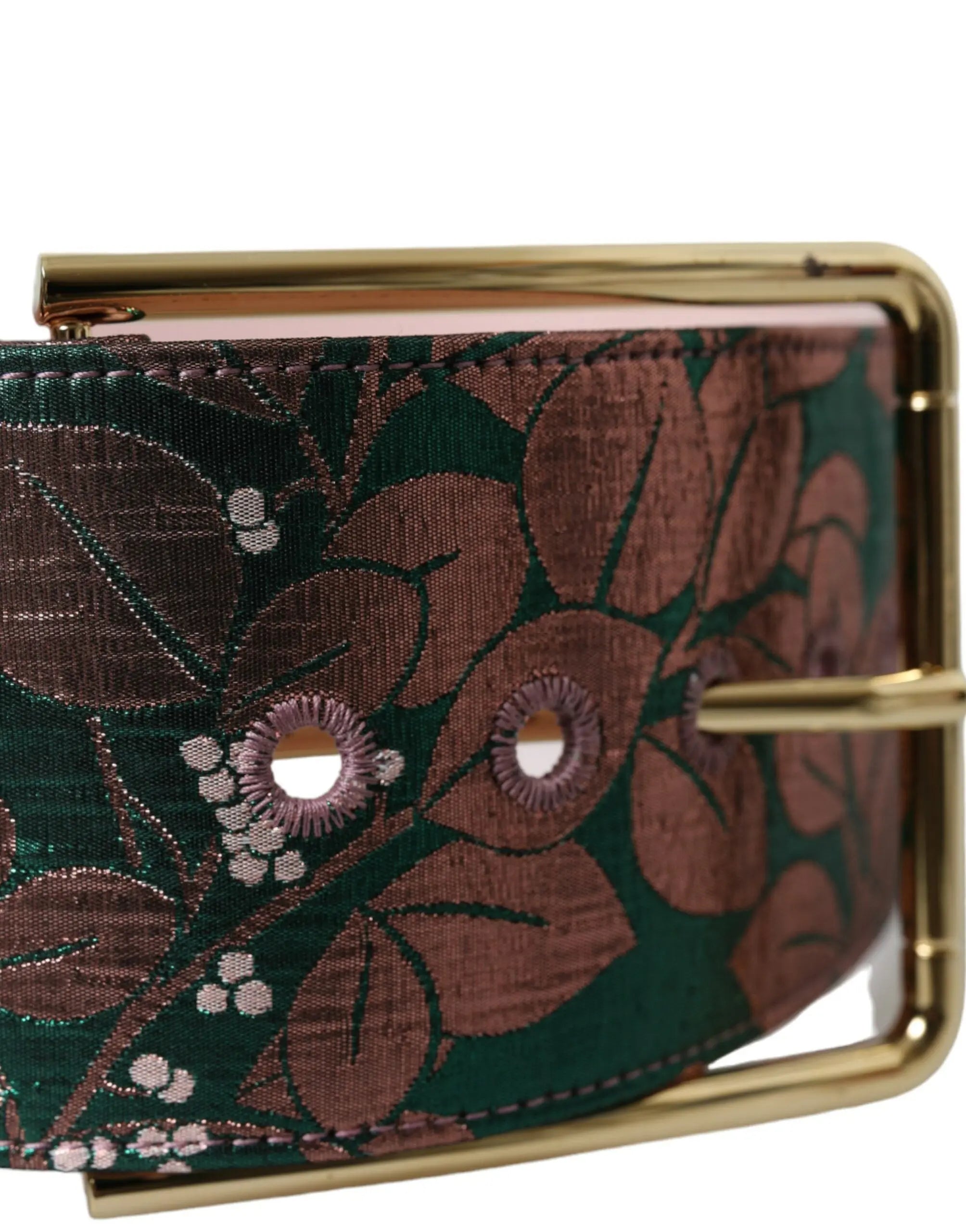 Multicolor Floral Jacquard Lurex Gold Buckle Belt Dolce & Gabbana