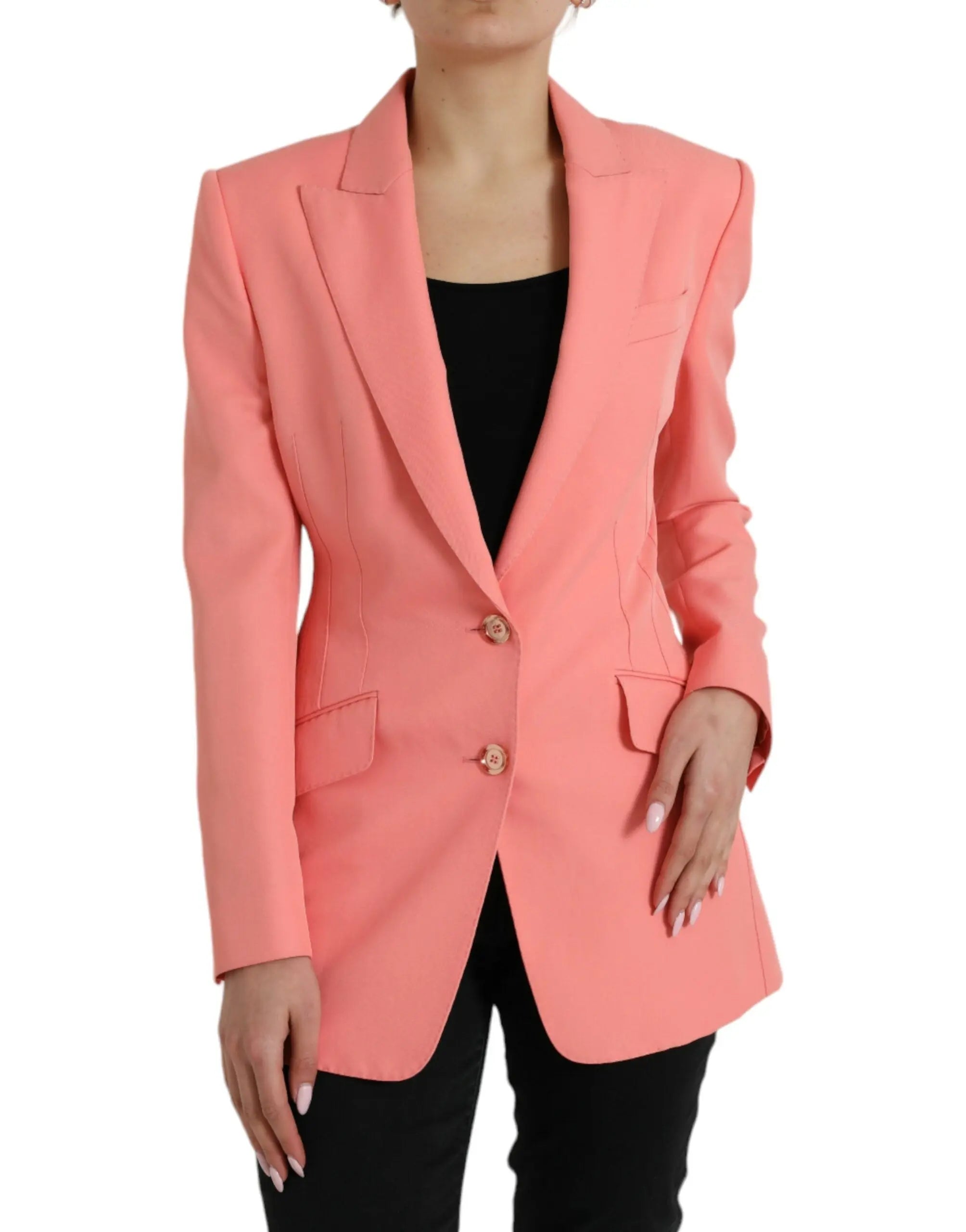 Pink Polyester Single Breasted Blazer Jacket Dolce & Gabbana