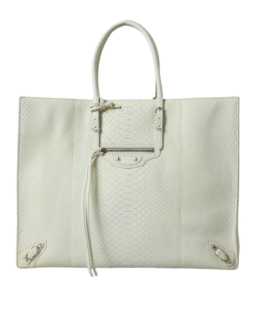 White Yellow Exotic Skin Leather Shopping Tote PAPIER Bag Balenciaga