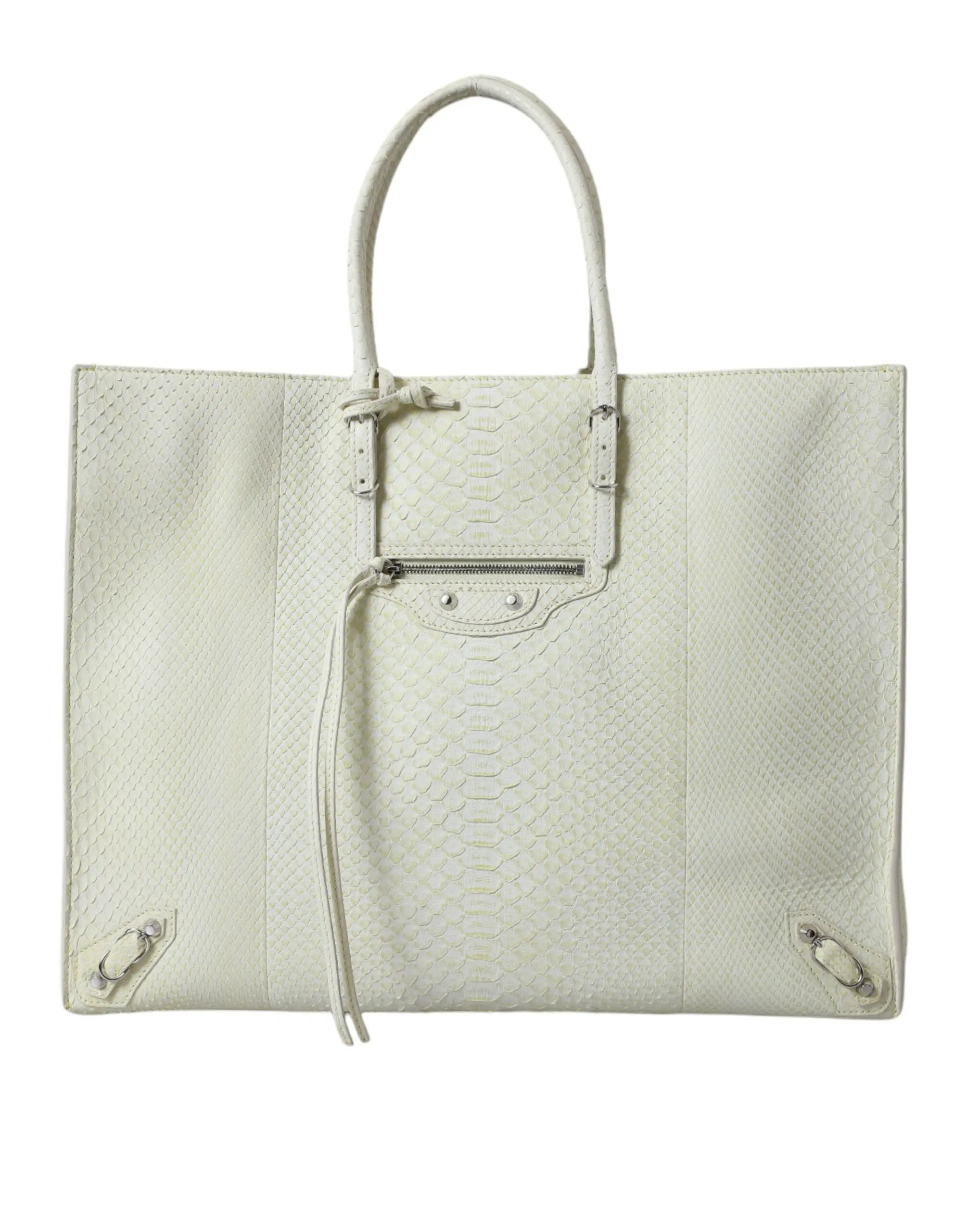 White Yellow Exotic Skin Leather Shopping Tote PAPIER Bag Balenciaga
