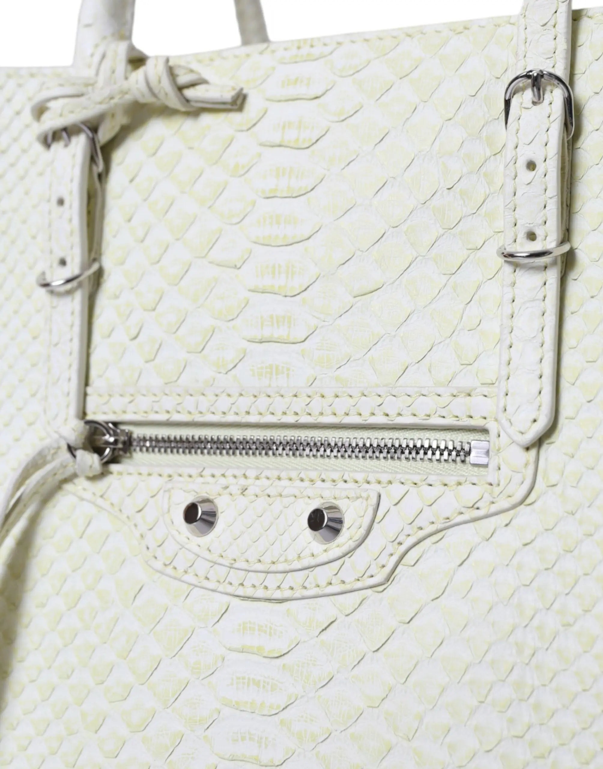 White Yellow Exotic Skin Leather Shopping Tote PAPIER Bag Balenciaga