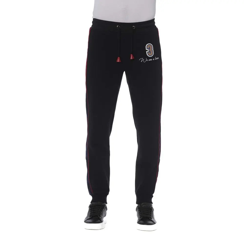 Black Cotton Men Sports Pants Trussardi