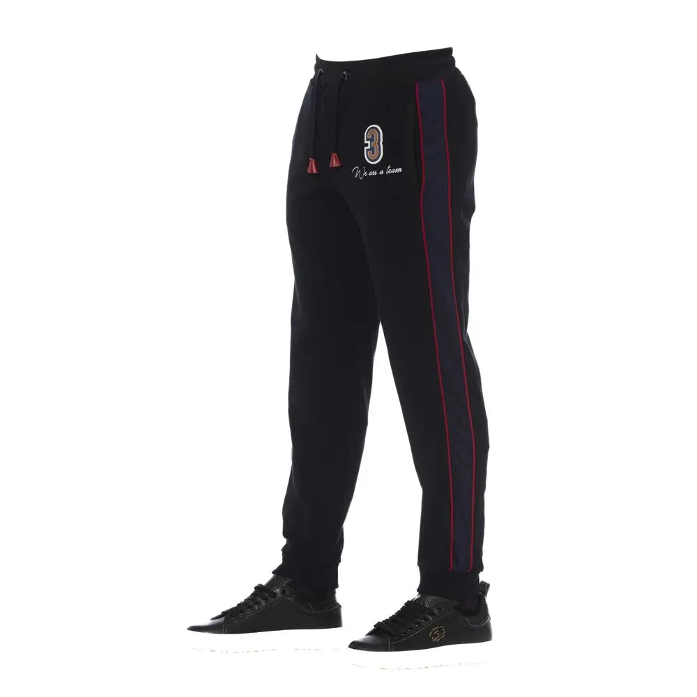Black Cotton Men Sports Pants Trussardi