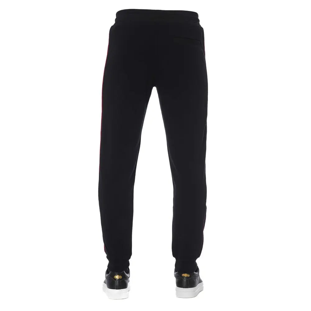 Black Cotton Men Sports Pants Trussardi