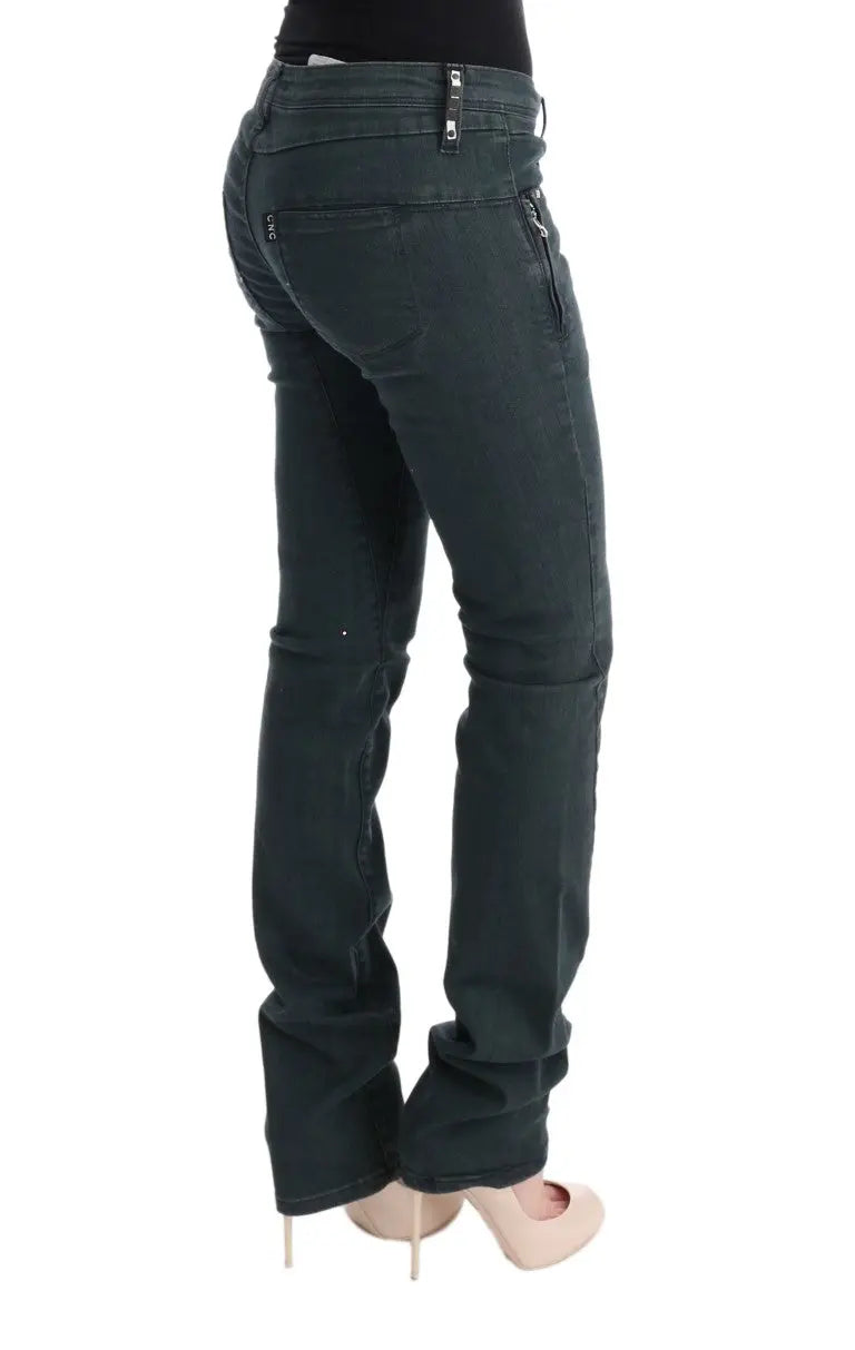 Gray superslim denim jeans in cotton-elastane blend with classic five-pocket design and button closure.