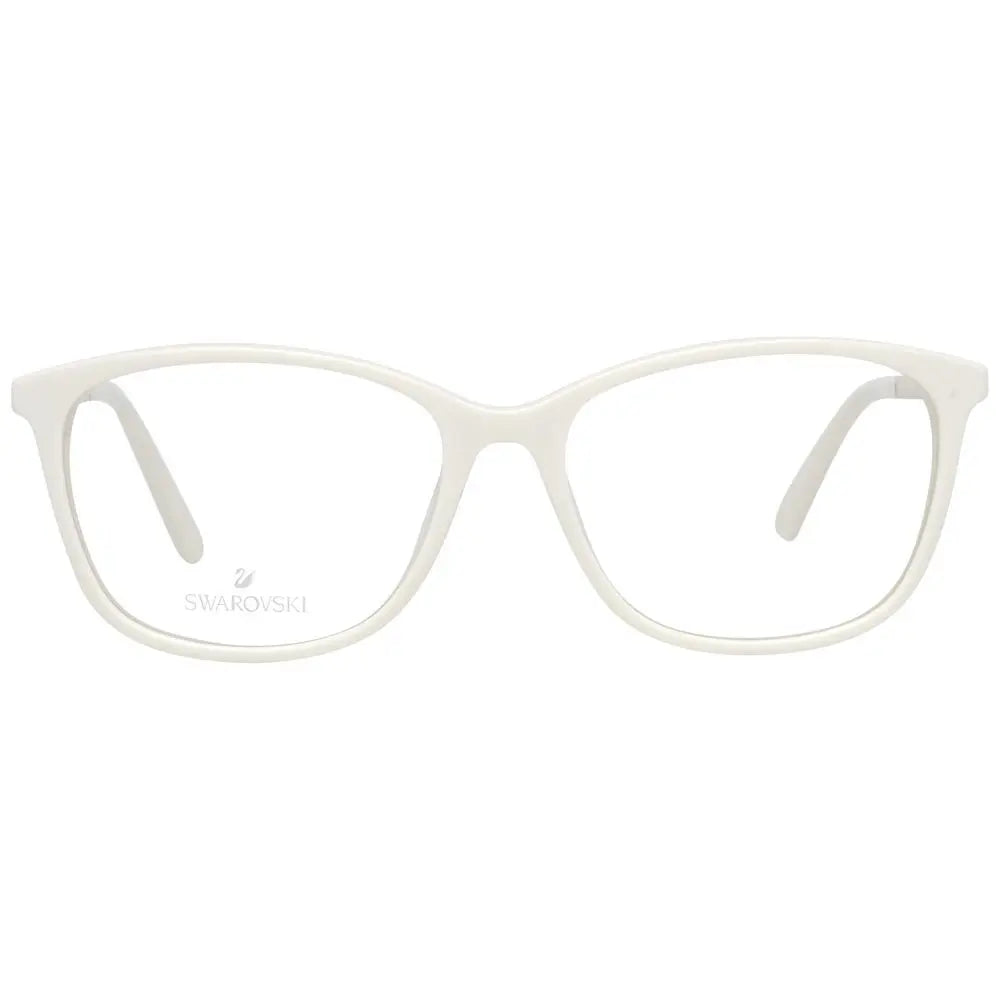 White metal and plastic eyeglass frames with rectangular lenses and Swarovski crystal accents on temples.