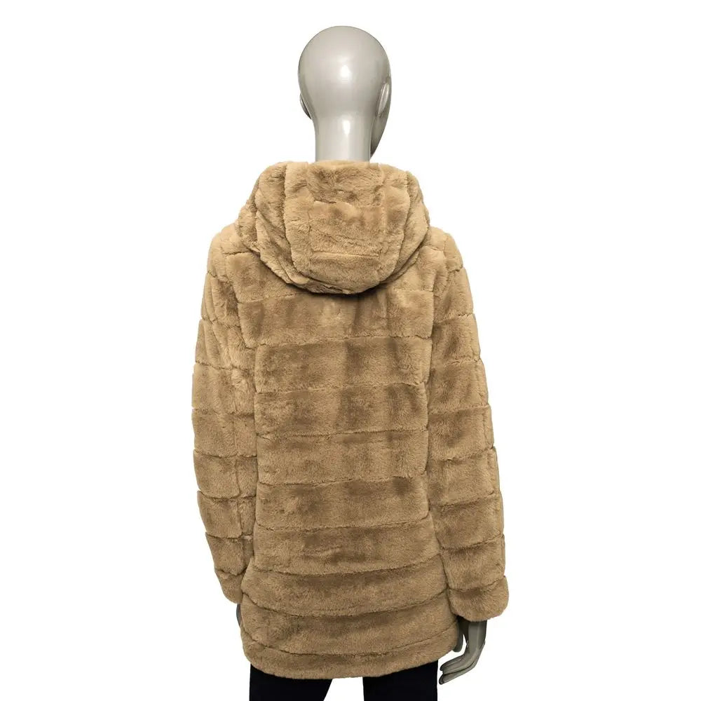 Beige Polyester Women Coat Baldinini Trend