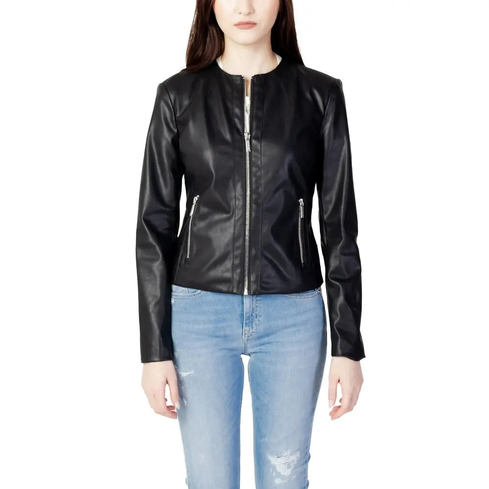 Black Leather Jacket Armani Exchange