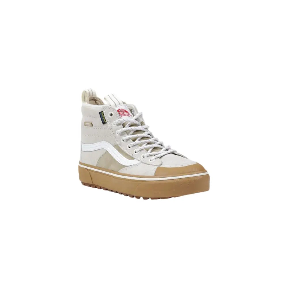 Beige Leather High Top Sneakers Vans