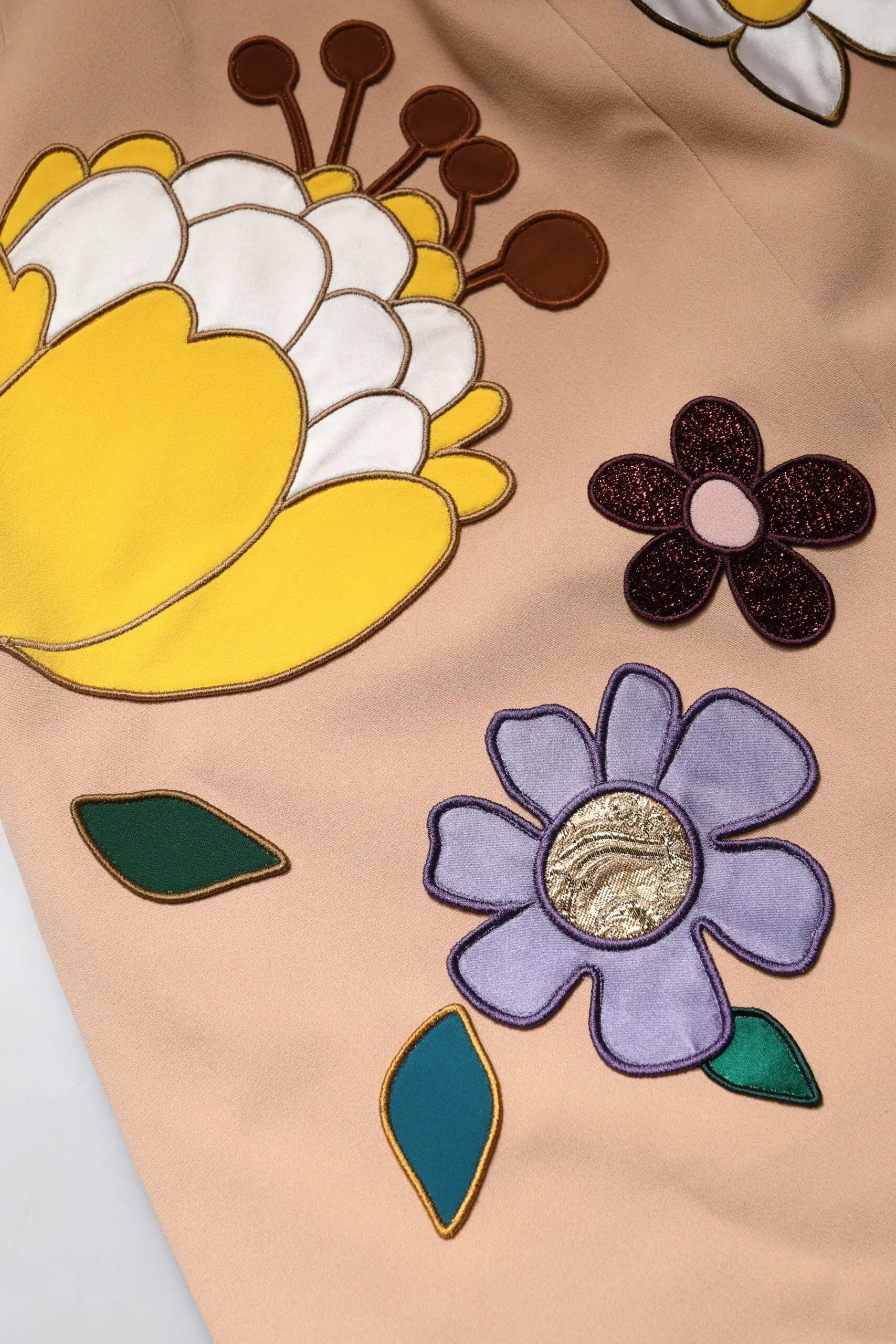 Beige Floral High Waist Pencil Cut Skirt Dolce & Gabbana