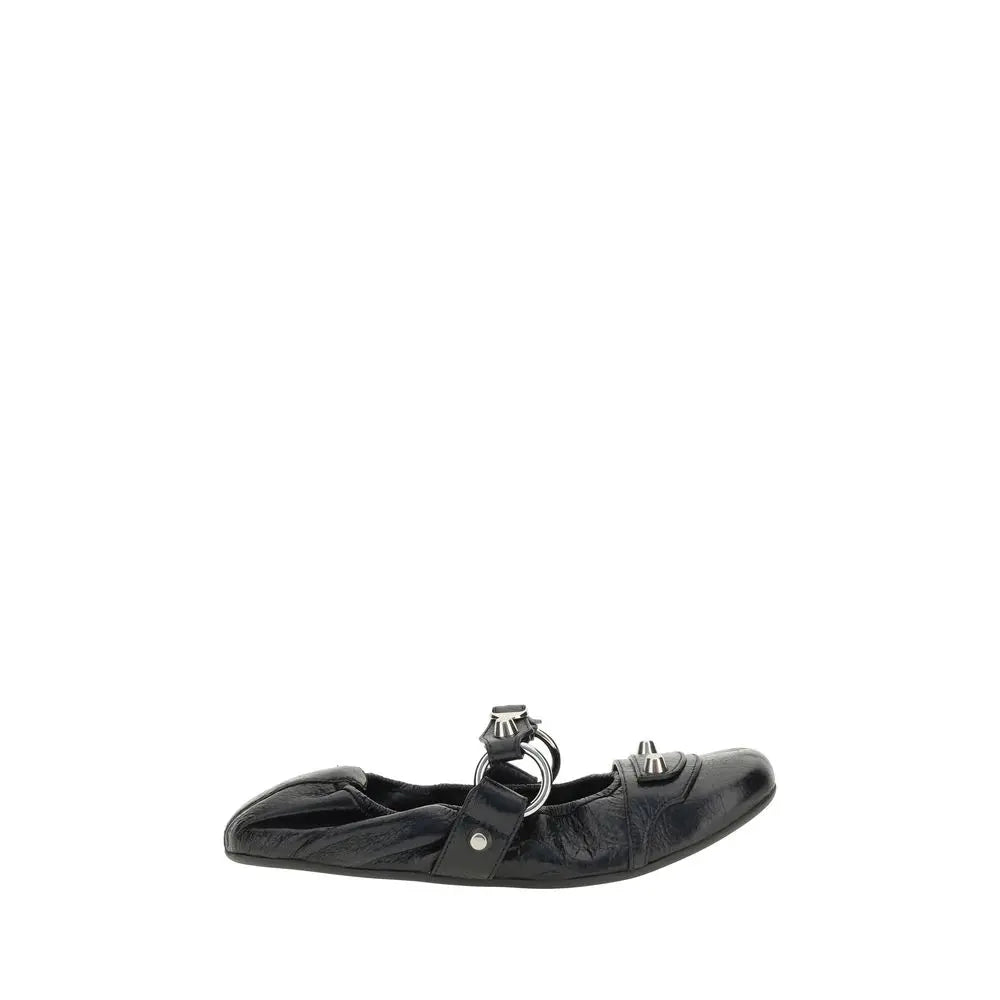 Black Calf Leather Bos Taurus Ballet Flats Balenciaga