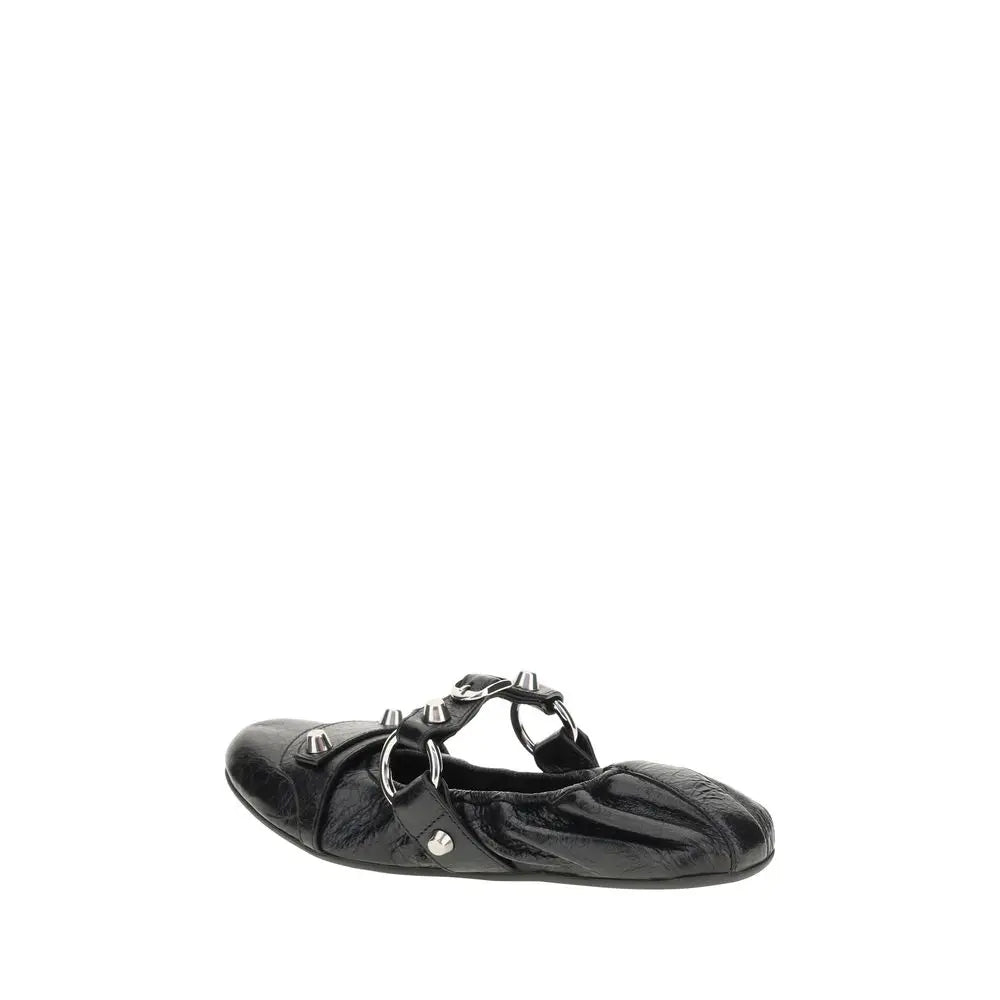Black Calf Leather Bos Taurus Ballet Flats Balenciaga