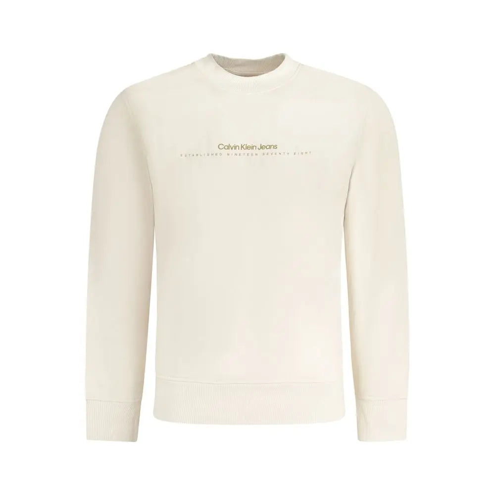 Beige Cotton Men Sweater Calvin Klein