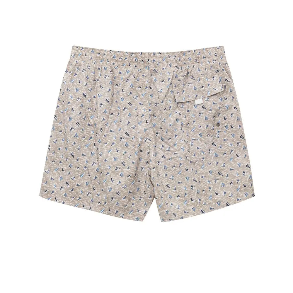 Beige Polyester Swim Shorts Canali